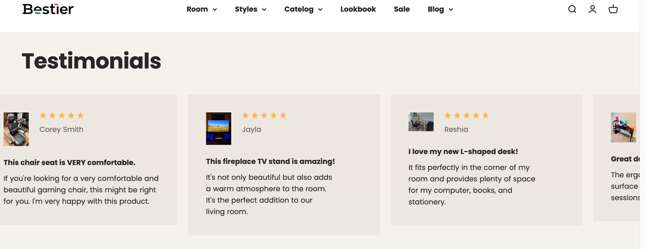 Bestier官网用户评价展示