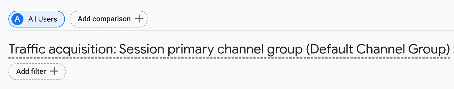 GA4流量获取页添加细分比照