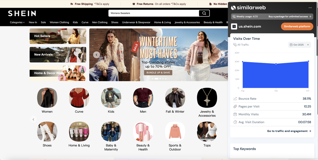 Similarweb 网站流量剖析