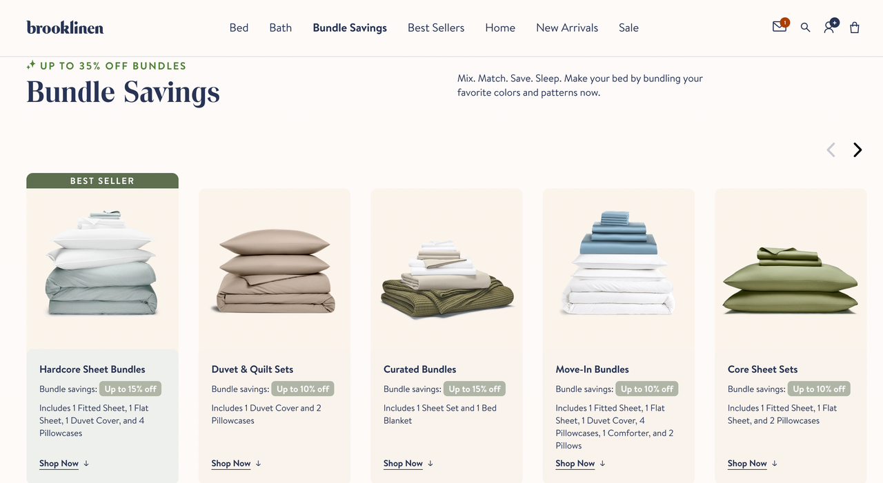 Brooklinen 的套装系列