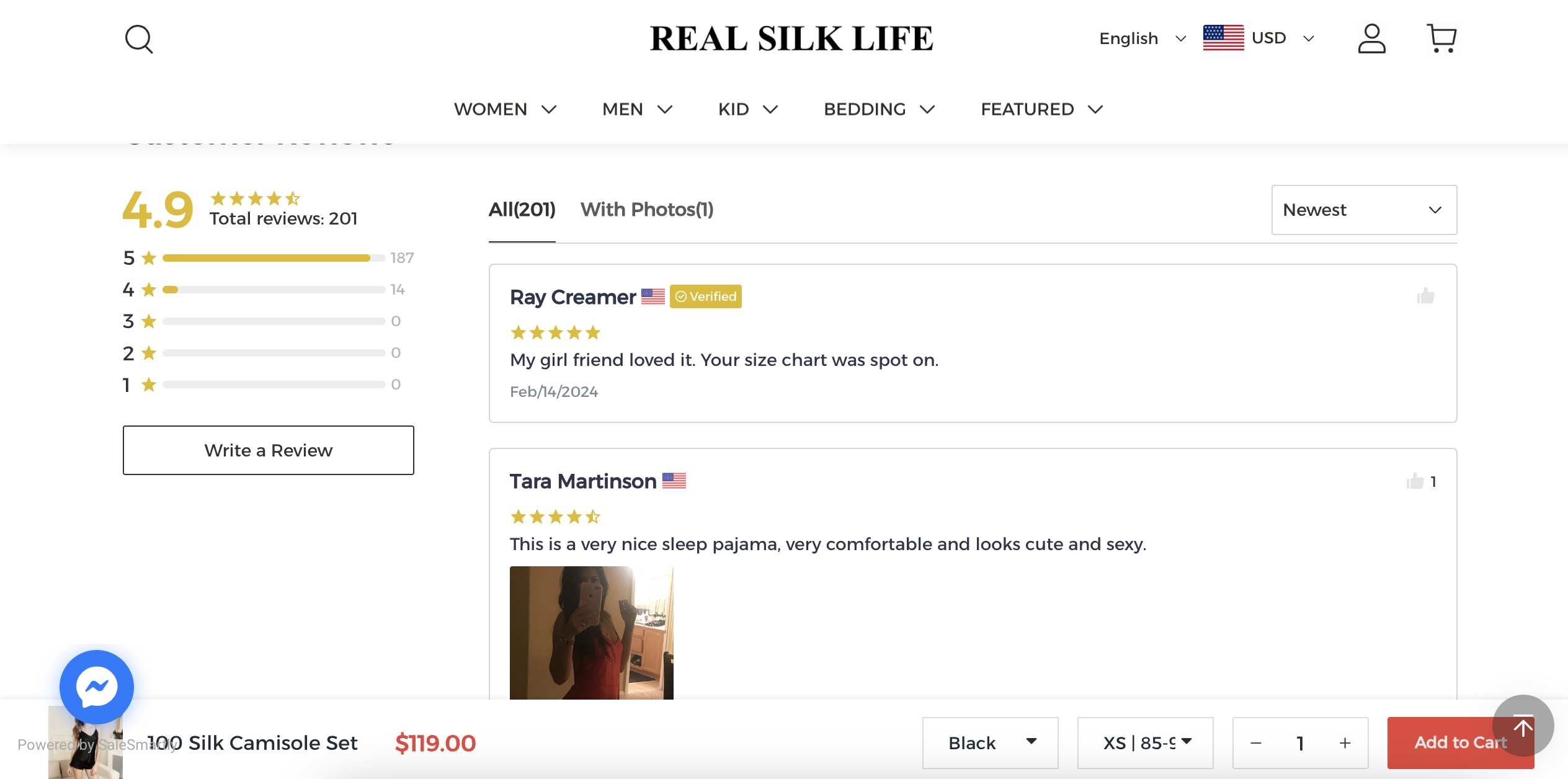 Real Silk Life 商品详情页谈论